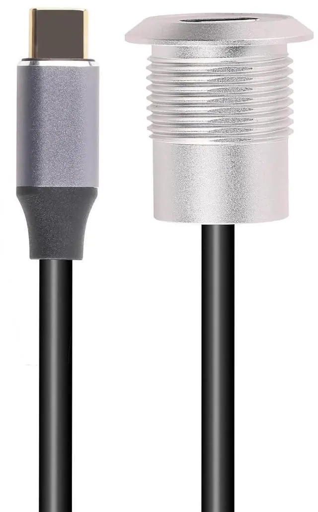 Alt view image 2 of 5 - USB USBC Type C Typec Female to Female F-F Panel Mount Extention Round Metal Adapter