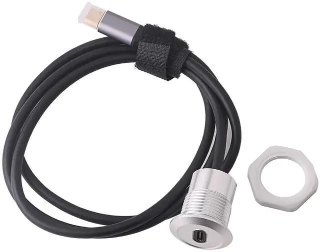 Alt view image 3 of 5 - USB USBC Type C Typec Female to Female F-F Panel Mount Extention Round Metal Adapter
