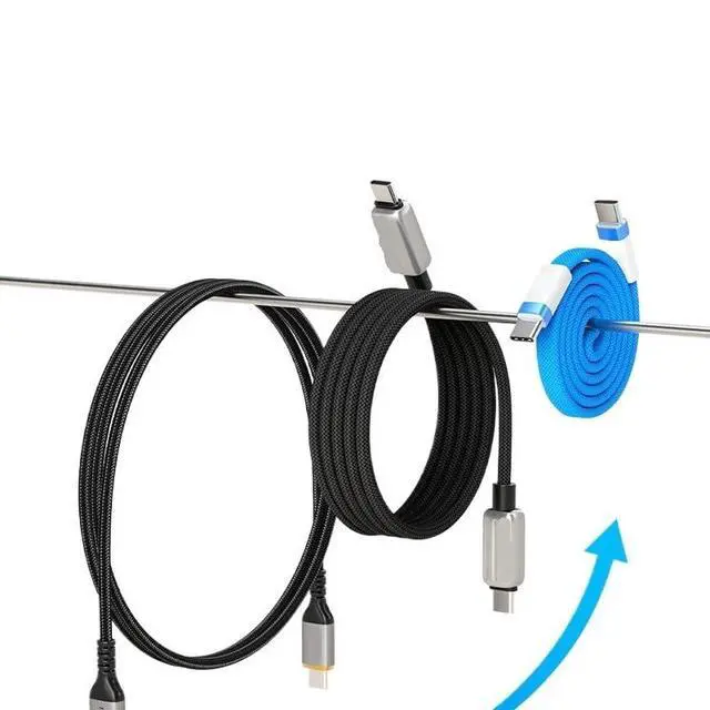 Alt view image 5 of 5 - USB C Flat Cable USB C 100W 480Mbps High-Speed Transfer Type C Cable(Blue)