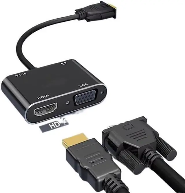 Alt view image 2 of 3 - VGA to VGA+HDMI-Compatible Adapter Splitter with 3.5Mm Video Audio Converter Support Display