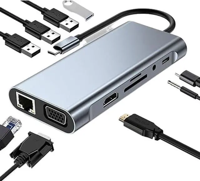 Alt view image 2 of 7 - USB C Adapter 4K HDMI/VGA/Type C PD/RJ45/ SD/TF Card Reader(11-in-1 HDMI)