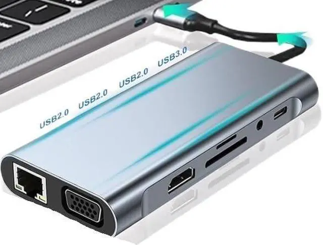 Alt view image 5 of 7 - USB C Adapter 4K HDMI/VGA/Type C PD/RJ45/ SD/TF Card Reader(11-in-1 HDMI)