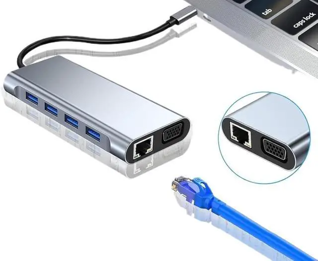 Alt view image 6 of 7 - USB C Adapter 4K HDMI/VGA/Type C PD/RJ45/ SD/TF Card Reader(11-in-1 HDMI)