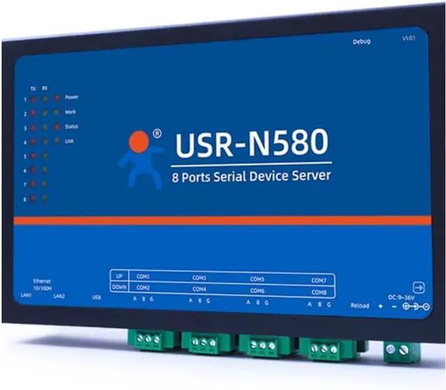 Main image of 8 RS485 Ports Serial Ethernet Converter USR-N580 X 1 Set