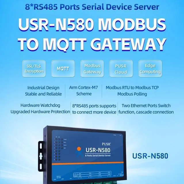 Alt view image 2 of 5 - 8 RS485 Ports Serial Ethernet Converter USR-N580 X 1 Set