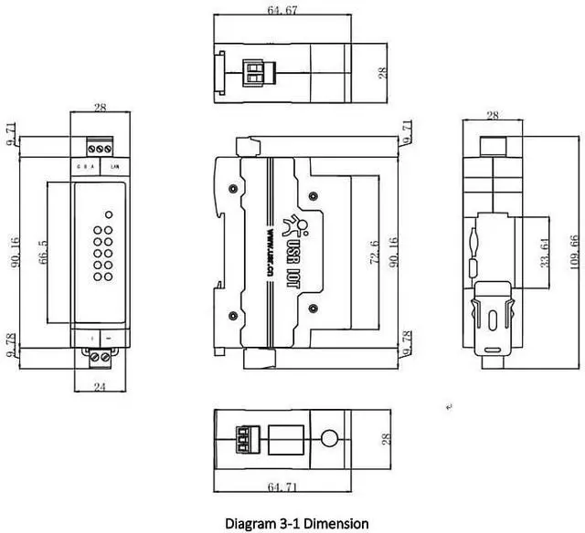 Alt view image 4 of 4 - USR-DR301 DIN-Rail RS232 Serial to Ethernet Converter Tiny Size RS232 Ethernet Serial Device x 3 Sets