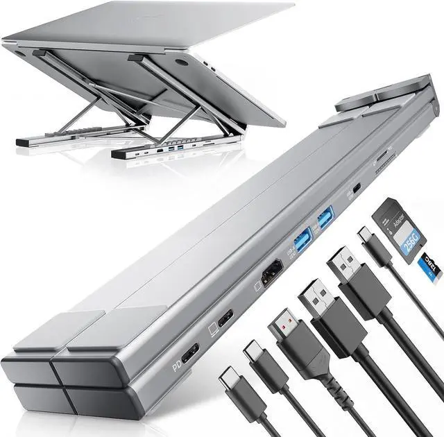 Main image of USB C Laptop Docking Station Stand,Dock Tablet Stand, 8 in 1 USB C Hub with 4K HDMI, 2 USB 3.0, PD 100W, SD/TF Card Reader, Dock Station Computer Holder for MacBook Pro/Air, Dell, ASUS, HP, Lenovo