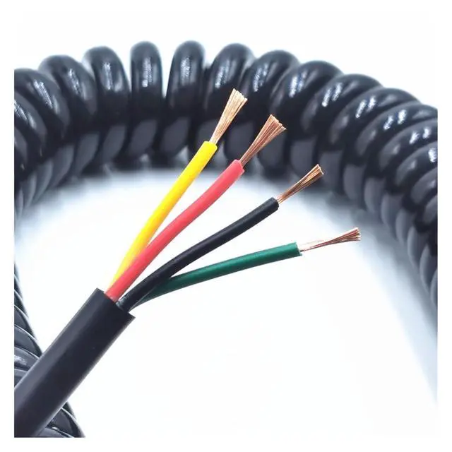 Alt view image 5 of 6 - 3-core 2-core Snowy Spring Wire Spiral Cable 22AWG 18AWG 15AWG 13AWG 2.5m 5m 7.5m Power Cord Expandable Cable(LINE Length 7.5M_3-CORE 15AWG)