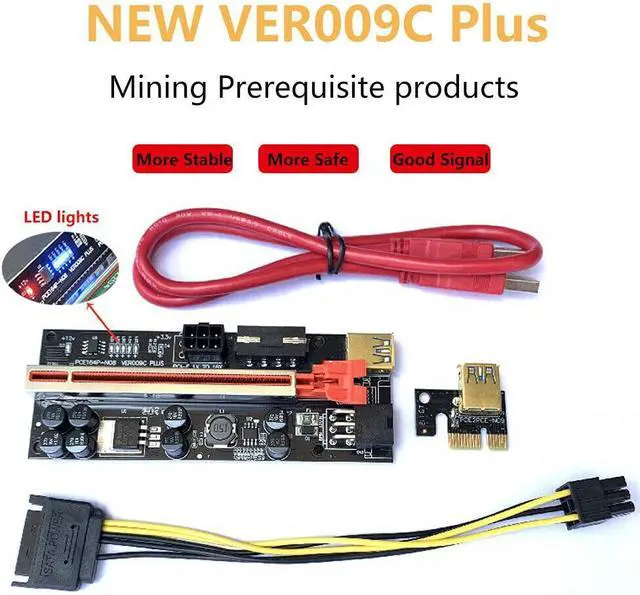 Alt view image 2 of 7 - 6Pcs VER009C Plus USB3.0 PCI-E Riser Express 1X to 16X Extender Riser Card SATA 15Pin to 6Pin Power