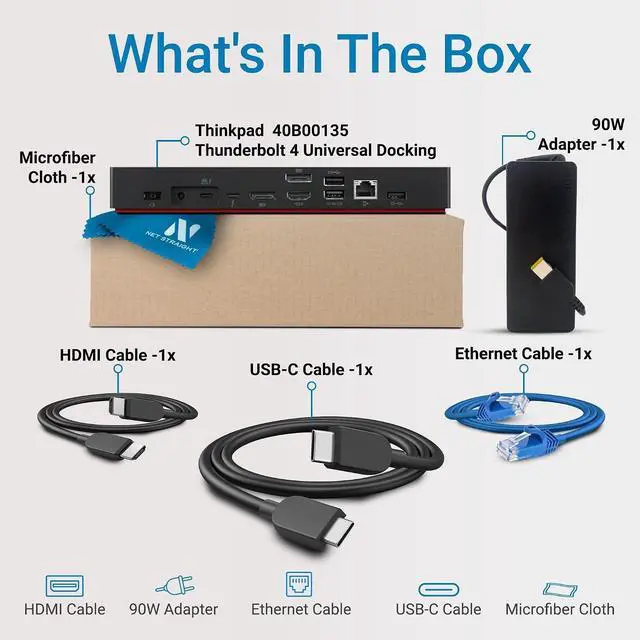 Alt view image 2 of 6 - 40B00135US ThinkPad Universal Thunderbolt 4 Dock - 100W Power Delivery, 8K or 4x4K Display Support, 40Gbps Transfer, 11 Ports, HDMI 2.1, DisplayPort 1.4, USB-C Docking Station