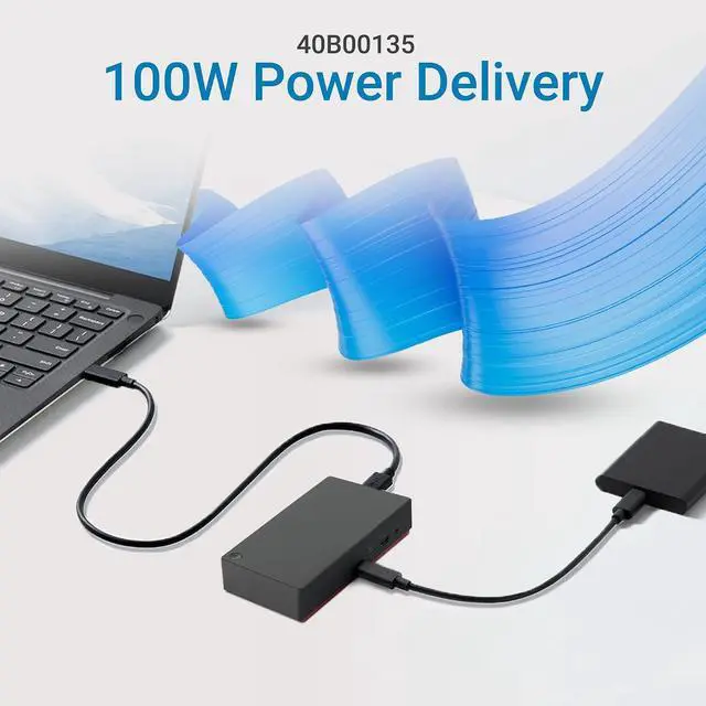 Alt view image 4 of 6 - 40B00135US ThinkPad Universal Thunderbolt 4 Dock - 100W Power Delivery, 8K or 4x4K Display Support, 40Gbps Transfer, 11 Ports, HDMI 2.1, DisplayPort 1.4, USB-C Docking Station