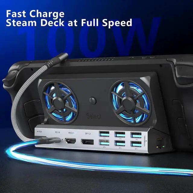 Alt view image 5 of 7 - YCE Dual Fan Steam Deck Dock for Valve Steam Deck & OLED/Switch & 2/Asus ROG Ally & X/Lenovo Legion Go & S & 2/MSI Claw,Switch 2 Dock,Steam Deck Accessories,Light Black