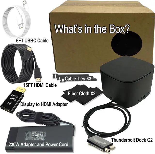 Alt view image 2 of 7 - OEM for HP Thunderbolt Dock G2 w/Combo Cable Compatible with HP Docking Station for Laptop Dual Monitor and Charging 230W Adapter DisplayPort VGA Ethernet USBC HDMI Cable DP to HDMI Adapter