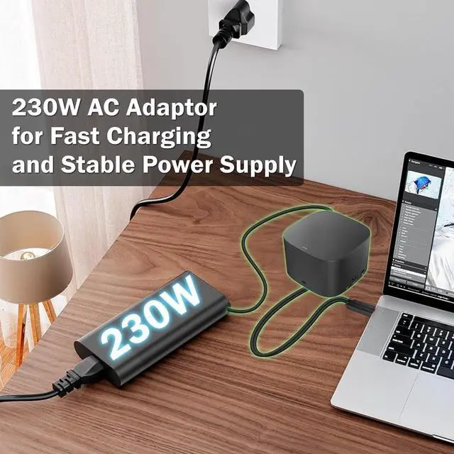Alt view image 4 of 7 - OEM for HP Docking Station Dual Monitor and Charging Compatible with HP Thunderbolt Docking G2 3TR87AA 3TR87AA#ABA 3TR87UT#ABA 2UK38AA 3VL22AV 2SU55AV#ABA 230W Adapter HDMI USB C Cable