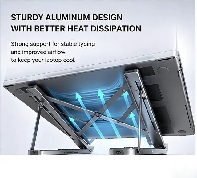 Alt view image 7 of 7 - 2026 New 8-in-1 Laptop Stand Docking Station with 4K HDMI, Dual USB-A 3.0, USB-C, 100W PD Charging, SD/TF Card Reader