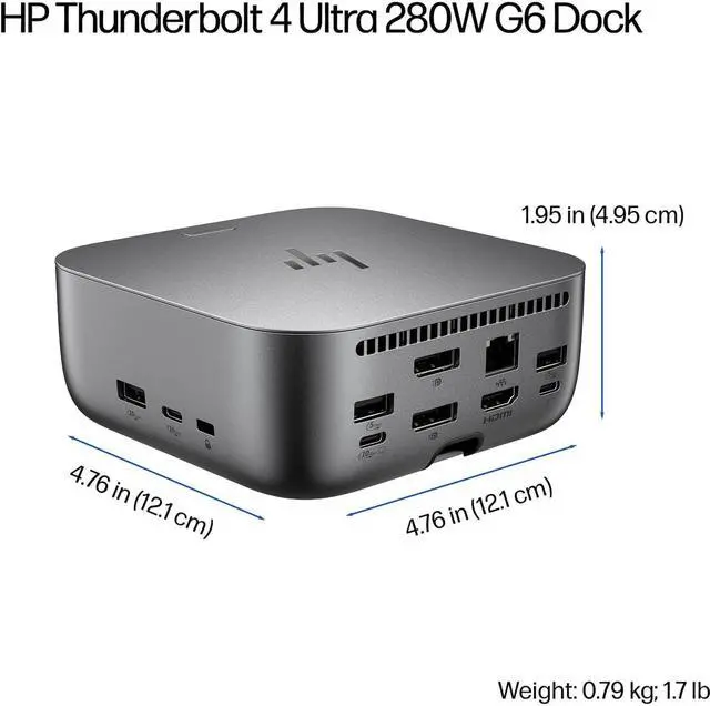 Alt view image 5 of 5 - HP 280W Thunderbolt 4 Ultra Dock Port Replicator Bundle w/DKZ Hub (Universal Thunderbolt/USB-C Docking Station, Data Transfers to Any Brand Laptop, Single Cable for Charging)