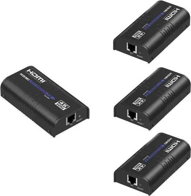 Main image of 1 x 3 LKV473 HDMI Extender 4K@60Hz, Up to 394ft (120m) Over Ethernet TCP/IP RJ45 Cat5/5e/6 HDMI Video Extender 18Gbps for STB PS3 HDTV Projector, Supports HDCP 2.2 (1 TX and 3 RX kit)