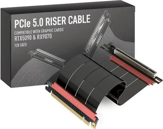 Main image of LINKUP PCIE 5.0 Riser Cable | for Vertical GPU Mount | Right Angle | Graphics Card GPU Ready | Usable with PCIe 4.0 & RX 9070/ RTX5090 | 20cm (Total Length: 24cm)