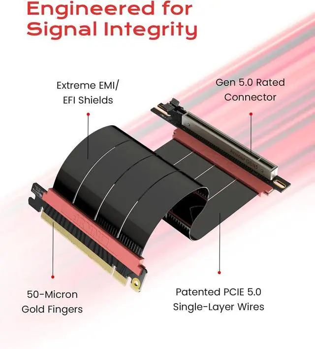 Alt view image 2 of 7 - LINKUP PCIE 5.0 Riser Cable | for Vertical GPU Mount | Right Angle | Graphics Card GPU Ready | Usable with PCIe 4.0 & RX 9070/ RTX5090 | 20cm (Total Length: 24cm)