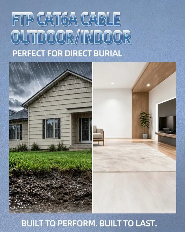 Alt view image 7 of 7 - Cat 6A Outdoor Direct Burial Ethernet Cable, 1000 ft, CMR | Shielded F/UTP, 23AWG Solid Bare Copper, 10Gbps, 750MHz, Double Sheath Waterproof, UV, PoE++, 4PPoE, ETL Listed