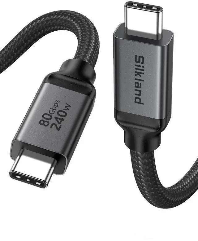 Main image of Silkland 80Gbps USB 4 for Thunderbolt 5 Cable 6.6FT/2M, up to 120Gbps Bandwidth for Dual 8K, 240W PD 3.1 Charging, Braided USB C Video Cable Compatible for Thunderbolt 4, SSD, MacBook,iPhone 17, Dock