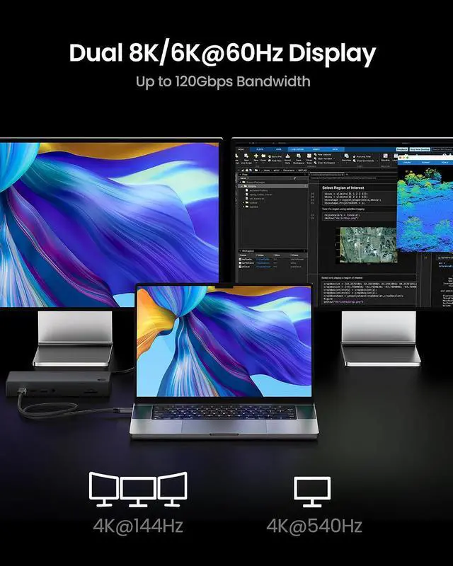Alt view image 3 of 7 - Silkland 80Gbps USB 4 for Thunderbolt 5 Cable 6.6FT/2M, up to 120Gbps Bandwidth for Dual 8K, 240W PD 3.1 Charging, Braided USB C Video Cable Compatible for Thunderbolt 4, SSD, MacBook,iPhone 17, Dock