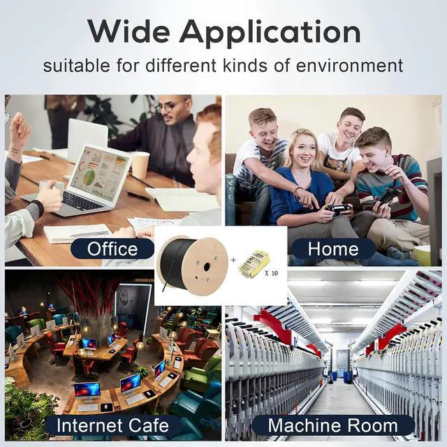 Alt view image 5 of 7 - Cat8 Ethernet Cable 650 ft, Heavy Duty S/FTP Outdoor & Indoor Rated, 40Gbps 2000MHz High Speed LAN Network Cable, Direct Burial UV Resistant Weatherproof Bulk Wire Black