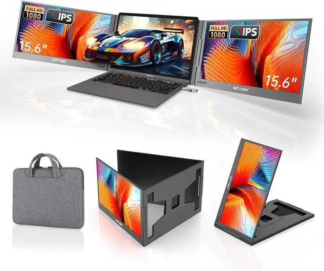 Main image of MT-VIKI 15.6 inch Laptop Screen Extender, Potable Monitor for Laptop Only One USB-C Cable Connection, Compatiable with Win/Mac (M1~M5), FHD 1080P, 360° RotationIncluded Carrying Bag