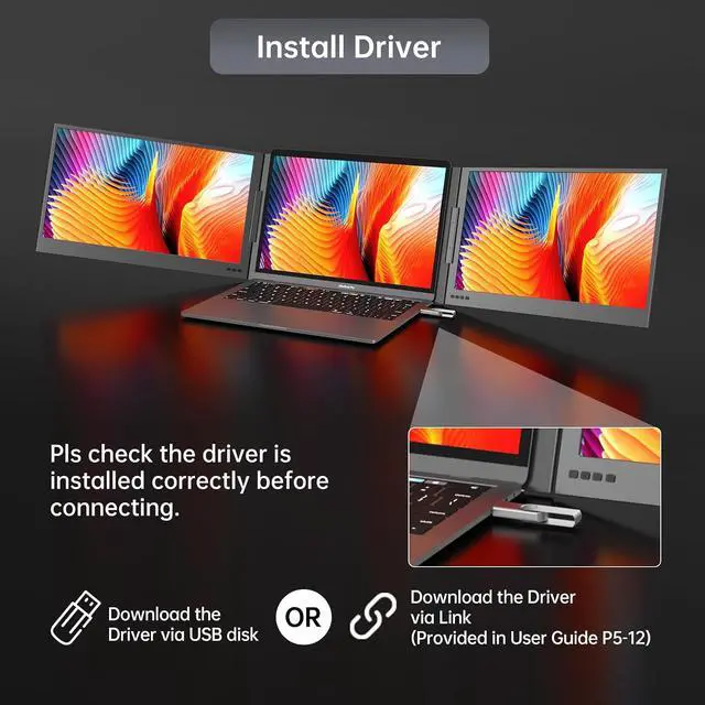 Alt view image 2 of 7 - MT-VIKI 15.6 inch Laptop Screen Extender, Potable Monitor for Laptop Only One USB-C Cable Connection, Compatiable with Win/Mac (M1~M5), FHD 1080P, 360° RotationIncluded Carrying Bag