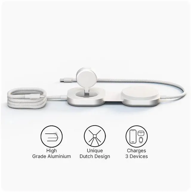 Alt view image 2 of 7 - ZENS Charging Cable Pro 3 | The Only Cable that Charges MacBook 140W + iPhone MagSafe Qi2 Wireless 15W + Apple Watch Fast Charge | MFi Certified | Power Adapter Not Included | 4.9 ft | White