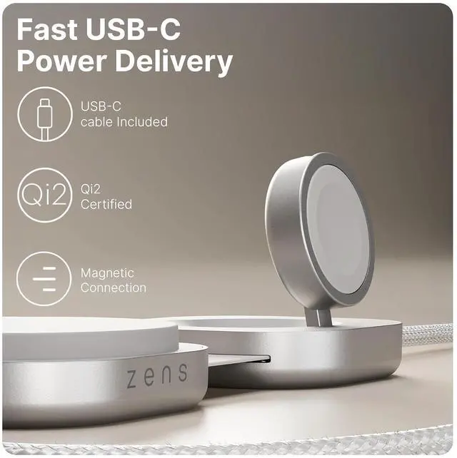 Alt view image 4 of 7 - ZENS Charging Cable Pro 3 | The Only Cable that Charges MacBook 140W + iPhone MagSafe Qi2 Wireless 15W + Apple Watch Fast Charge | MFi Certified | Power Adapter Not Included | 4.9 ft | White