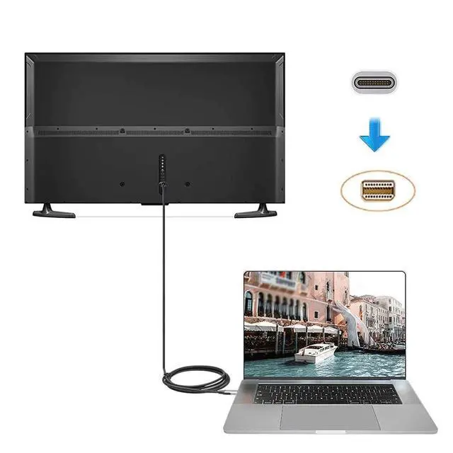 Alt view image 2 of 5 - USB to Display Port Cable 6-Foot USB Type-C to Cable 4k l Portable Cable