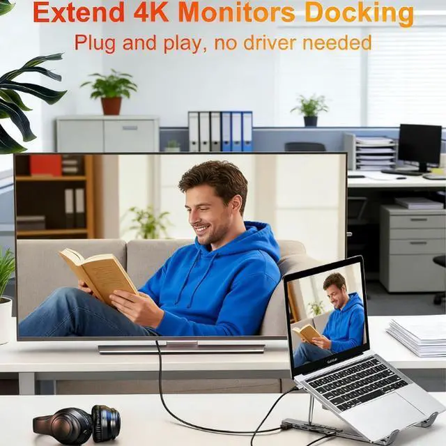 Alt view image 4 of 7 - USB-C Docking Station Laptop Stand with 4K HDMI, 8 in 1 USB C Laptop Docking Station Stand, Portable Adjustable Computer Holder with USB 3.0, PD 100w, Multiport Adapter for Notebook Tablet (1Pcs)