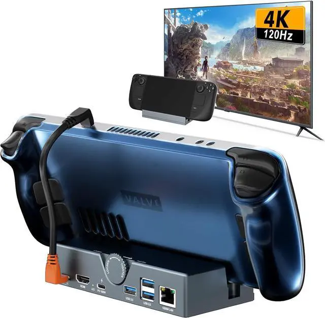 Main image of Steam Deck Dock - USB C Docking Station with Adjustable Stand, 100W PD Charging Dock with 4K@120Hz HD,Gigabit Ethernet,3 USB 3.0 Port, for Steam Deck OLED/ROG Ally/Legion Go S