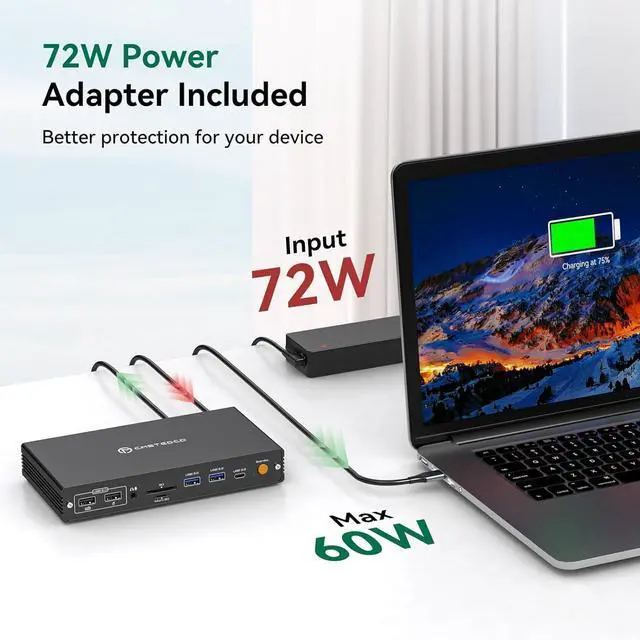 Alt view image 5 of 7 - Thunderbolt Docking Station 4 Monitors 4K@60Hz for M1 M2 M3 M4 MacBook Pro/Air with DisplayLink Technology, 15 in 1 USB C Dock with 4 HDMI PD 100W, USB 3.2 10 Gbps