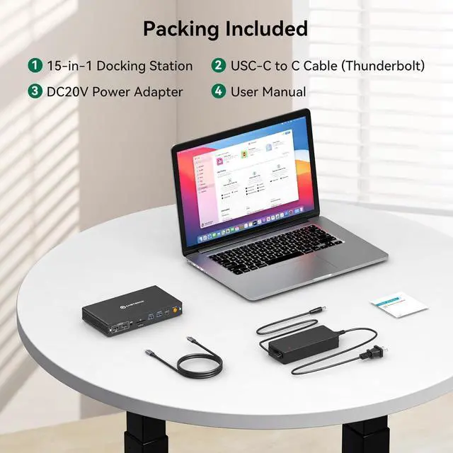 Alt view image 7 of 7 - Thunderbolt Docking Station 4 Monitors 4K@60Hz for M1 M2 M3 M4 MacBook Pro/Air with DisplayLink Technology, 15 in 1 USB C Dock with 4 HDMI PD 100W, USB 3.2 10 Gbps