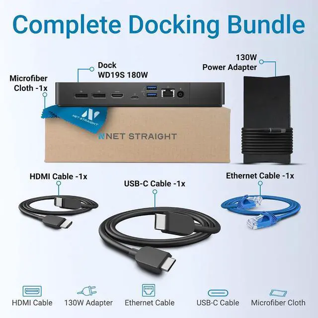 Alt view image 2 of 6 - WD19S Docking Station 180W USB-C Dock, Dual 4K Display 60Hz, Latitude Precision XPS, 130W Power Delivery, 5 USB Ports, Gigabit Ethernet, HDMI 2 DisplayPort (WD19S180W)