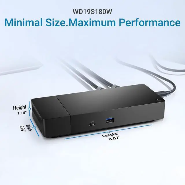 Alt view image 4 of 6 - WD19S Docking Station 180W USB-C Dock, Dual 4K Display 60Hz, Latitude Precision XPS, 130W Power Delivery, 5 USB Ports, Gigabit Ethernet, HDMI 2 DisplayPort (WD19S180W)