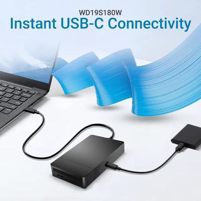 Alt view image 6 of 6 - WD19S Docking Station 180W USB-C Dock, Dual 4K Display 60Hz, Latitude Precision XPS, 130W Power Delivery, 5 USB Ports, Gigabit Ethernet, HDMI 2 DisplayPort (WD19S180W)