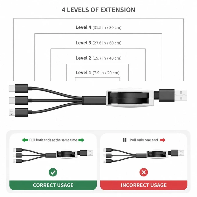 Alt view image 3 of 7 - Custom 3-in-1 retractable charging cable with full-color logo printing