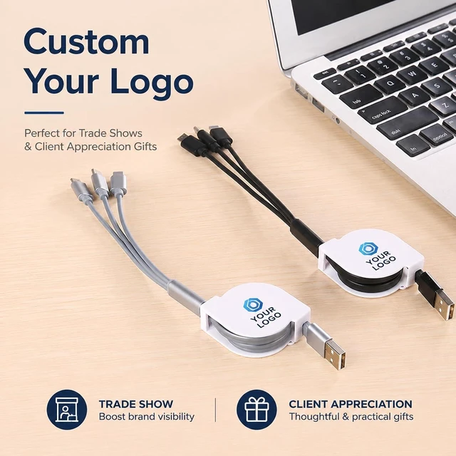 Alt view image 4 of 7 - Custom 3-in-1 retractable charging cable with full-color logo printing