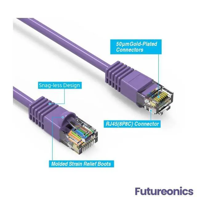 Alt view image 3 of 7 - (50 Pack Cat 6 Ethernet Cable 3 Feet Purple UTP Booted 3 FT Computer Network Cable, Internet Cable, Cat 6 Cable