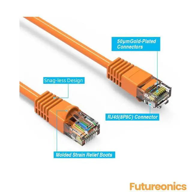 Alt view image 2 of 7 - (20 Pack Cat 6 Ethernet Cable 40 Feet Orange UTP Booted 40 FT Computer Network Cable, Internet Cable, Cat 6 Cable