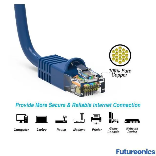 Alt view image 3 of 7 - (10 Pack Cat 6 Ethernet Cable 8 Feet Blue UTP Booted 8 FT Computer Network Cable, Internet Cable, Cat 6 Cable
