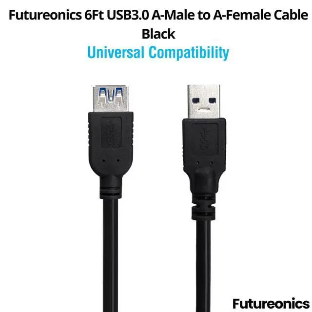 Alt view image 3 of 4 - (5 Pack 6Ft USB3.0 A-Male to A-Female Cable Black - 6 Feet