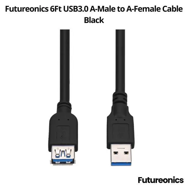 Alt view image 2 of 4 - (5 Pack 6Ft USB3.0 A-Male to A-Female Cable Black - 6 Feet