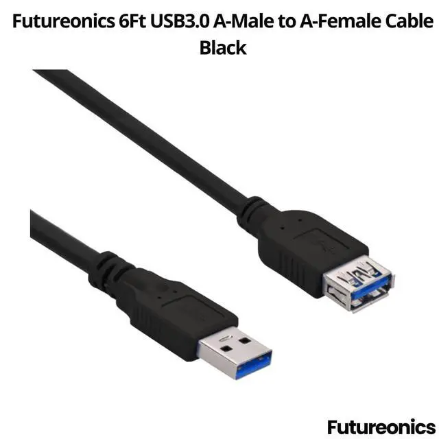 Alt view image 4 of 4 - (5 Pack 6Ft USB3.0 A-Male to A-Female Cable Black - 6 Feet