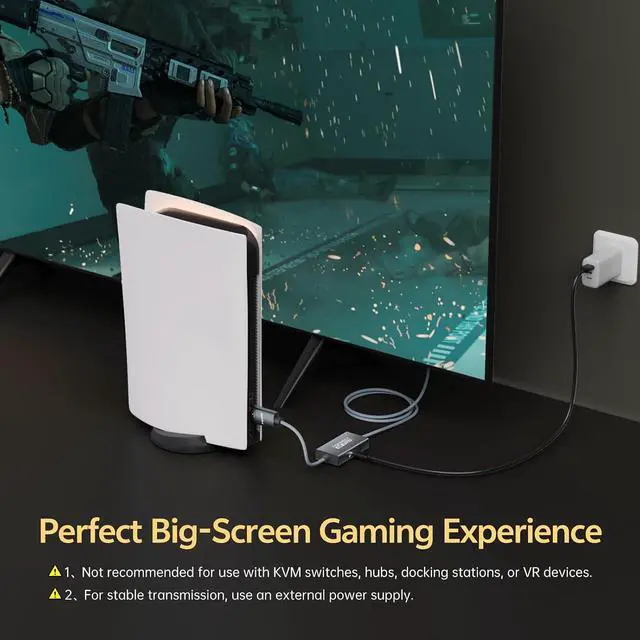 Alt view image 4 of 7 - 4K@120Hz Active HDMI to DisplayPort Cable 6.6FT | Supports 2K@240Hz, HDR, VRR, 10Bit, HDCP Compatible: PS5, Xbox, Switch Dock, PC, Laptop.