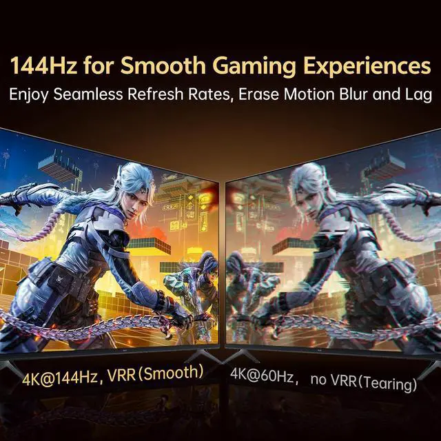 Alt view image 3 of 7 - 4K@120Hz Active HDMI to DisplayPort Cable 6.6FT | Supports 2K@240Hz, HDR, VRR, 10Bit, HDCP Compatible: PS5, Xbox, Switch Dock, PC, Laptop.