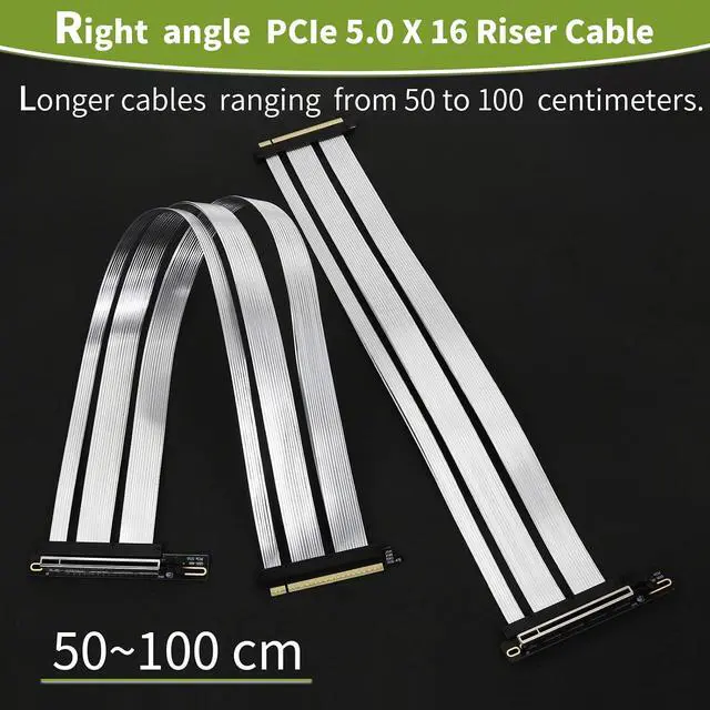 Alt view image 7 of 7 - PCIe 5.0 X16 Riser Cable GPU Extension Cable GEN5 Vertical Mount for Next RTX5090, GEN5 SSD Riser Card (50cm)